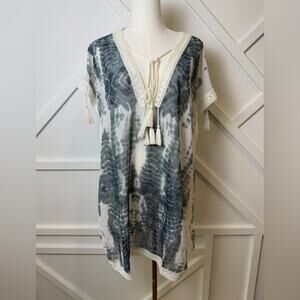 NWT Koy Resort Varadero Tassel Crochet Tie Dye Kaftan Swim Cover Up Size Large